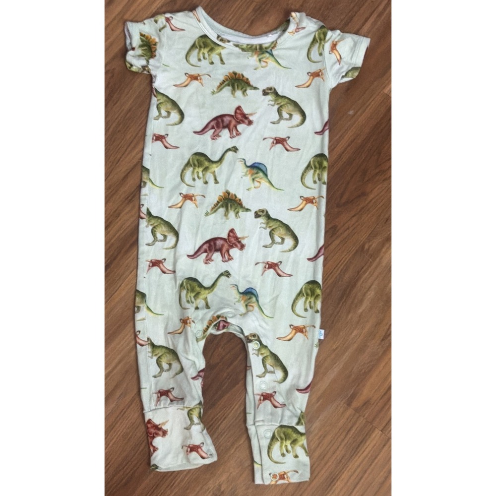 Posh Peanut Baby Boys 9-12 Months Dinosaur Dino Green One Piece Outfit Bamboo